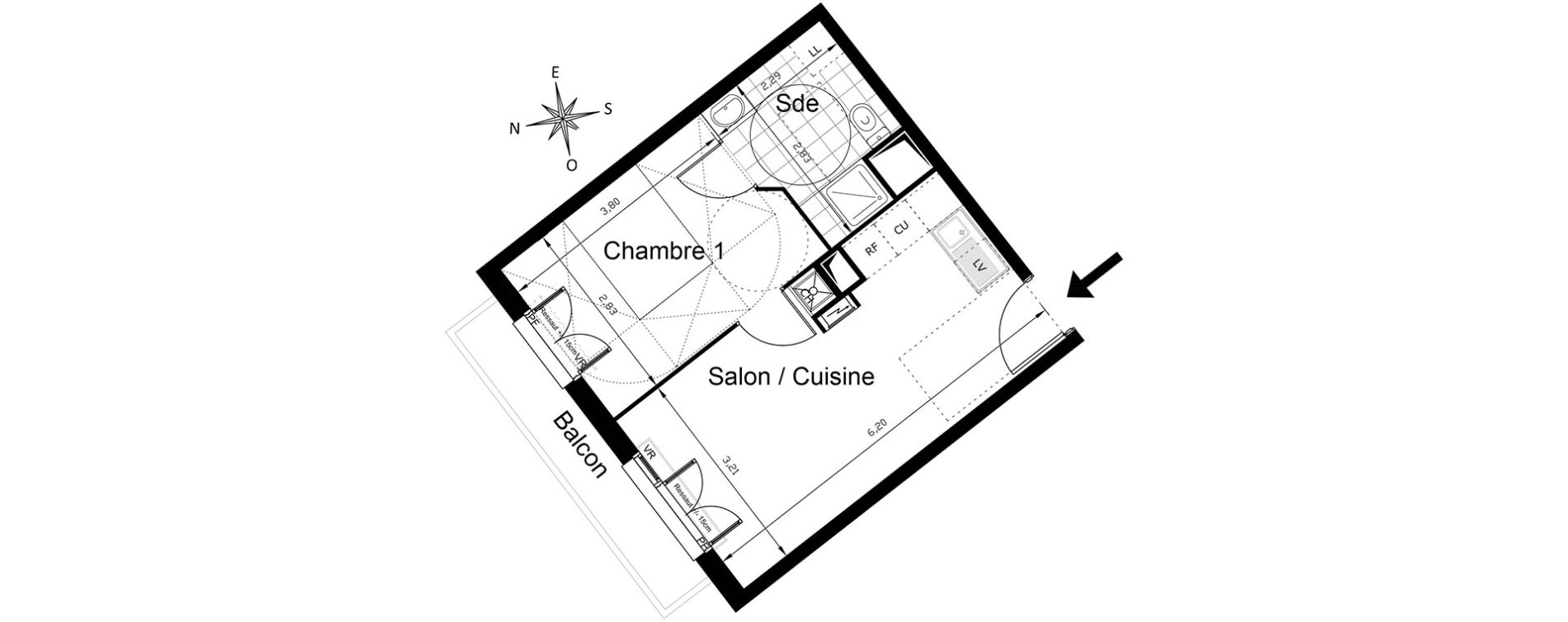Appartement T2 de 35,64 m2 &agrave; Villepinte Centre