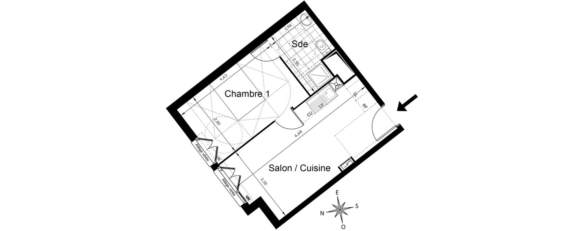 Appartement T2 de 38,70 m2 &agrave; Villepinte Centre