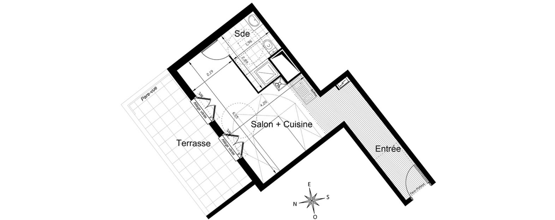 Appartement T1 de 31,99 m2 &agrave; Villepinte Centre