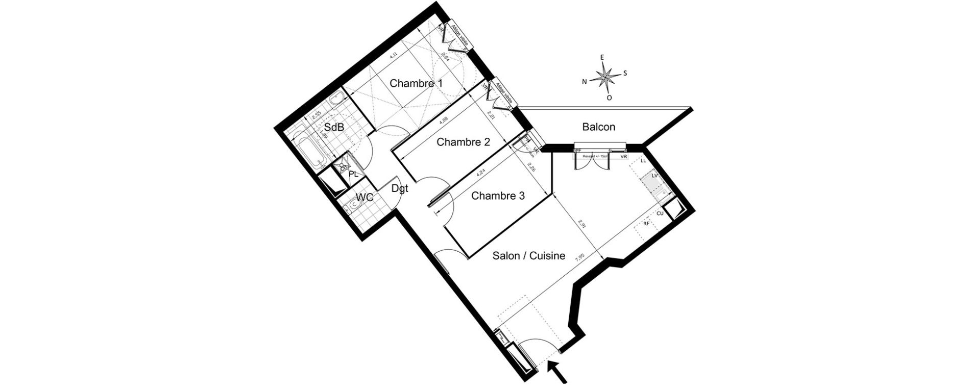 Appartement T4 de 72,66 m2 &agrave; Villepinte Centre