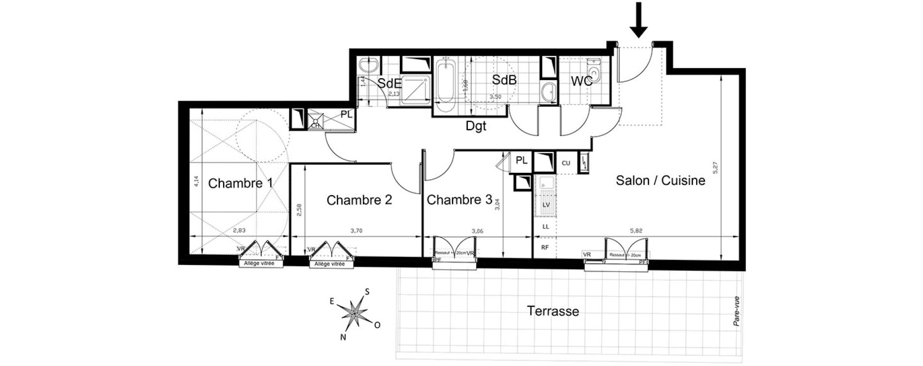 Appartement T4 de 77,55 m2 &agrave; Villepinte Centre