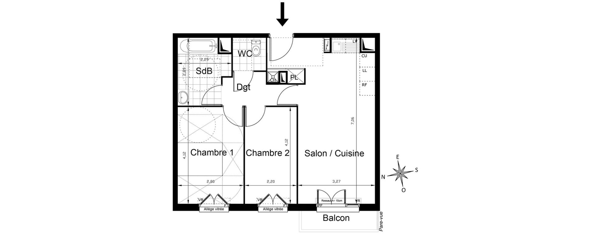 Appartement T3 de 56,75 m2 &agrave; Villepinte Centre