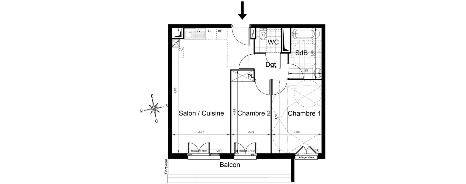 Appartement T3 de 56,70 m2 &agrave; Villepinte Centre