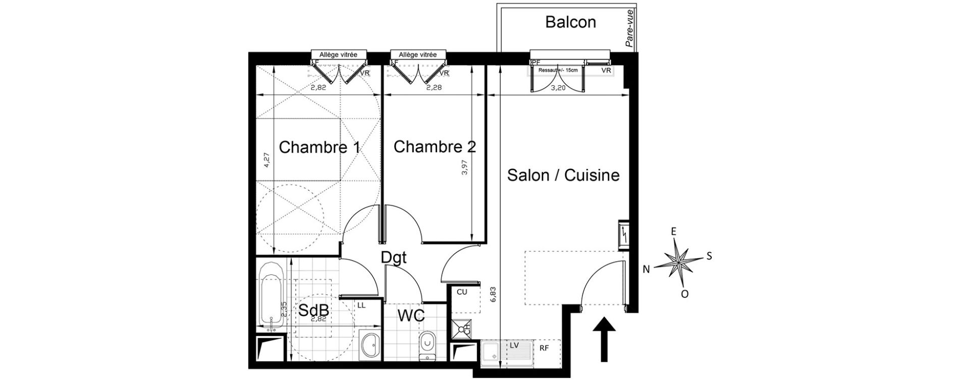 Appartement T3 de 52,21 m2 &agrave; Villepinte Centre