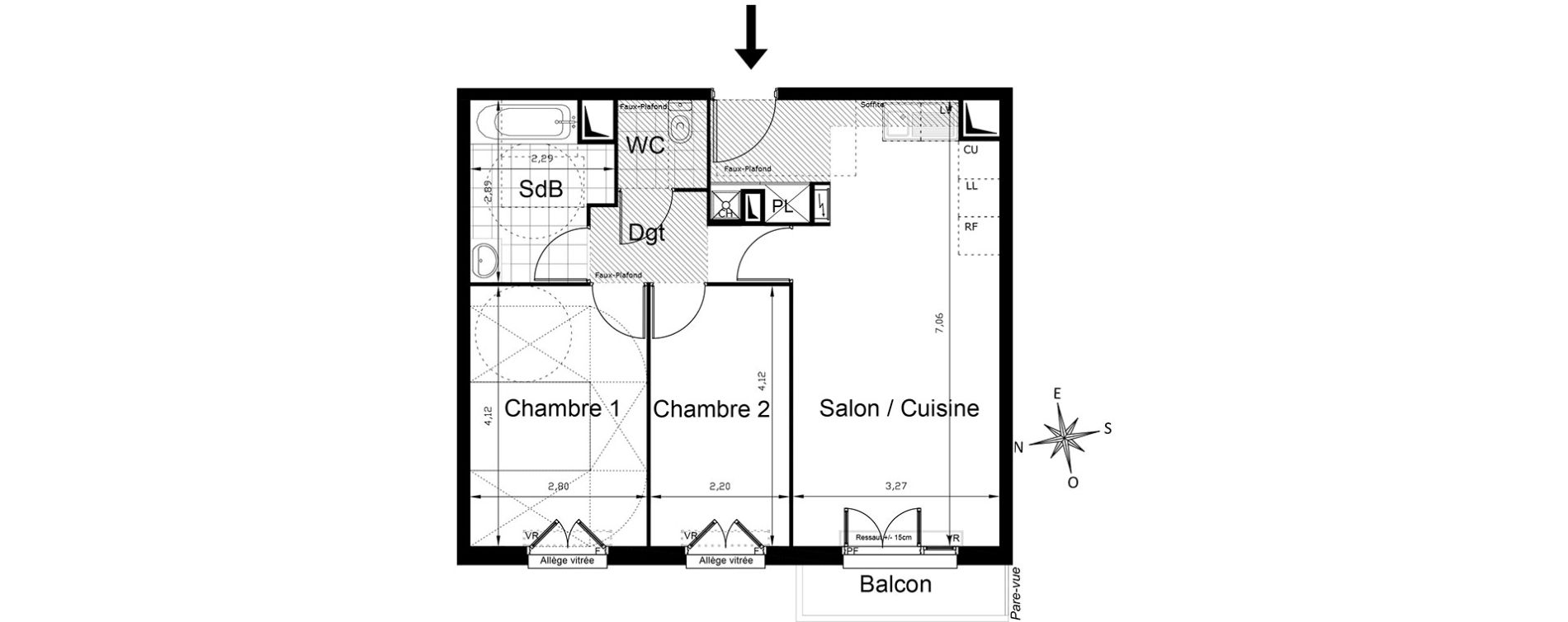 Appartement T3 de 56,77 m2 &agrave; Villepinte Centre