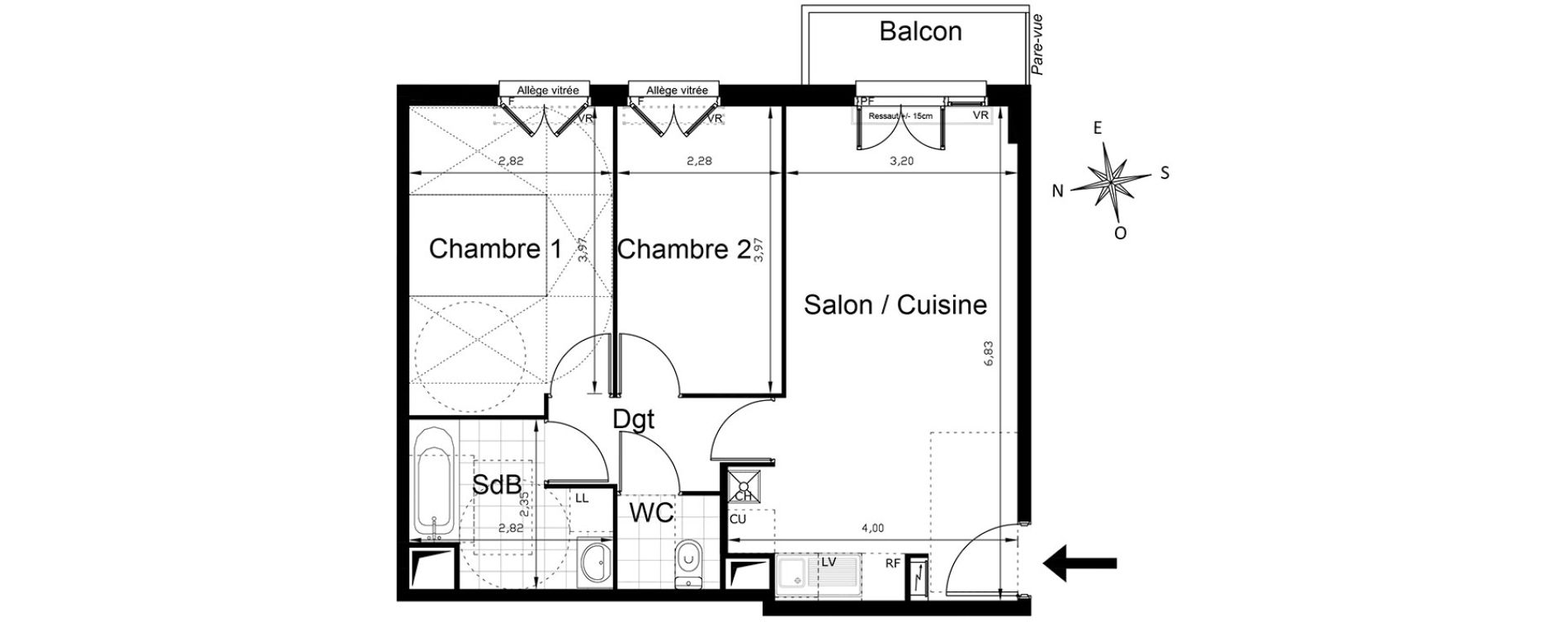 Appartement T3 de 54,34 m2 &agrave; Villepinte Centre