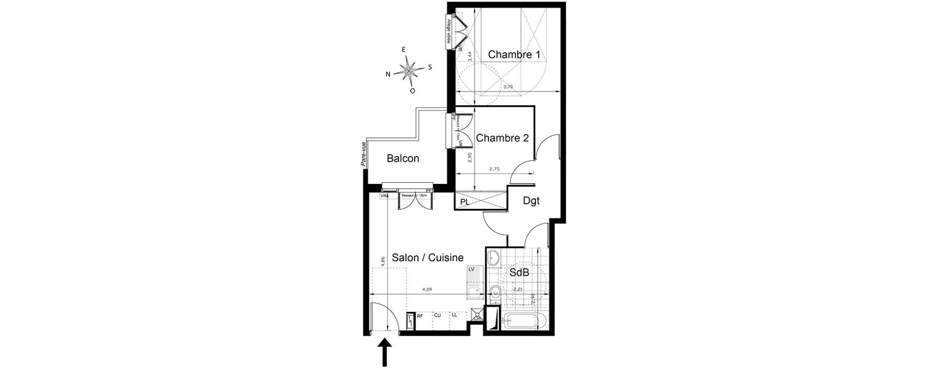 Appartement T3 de 53,53 m2 &agrave; Villepinte Centre