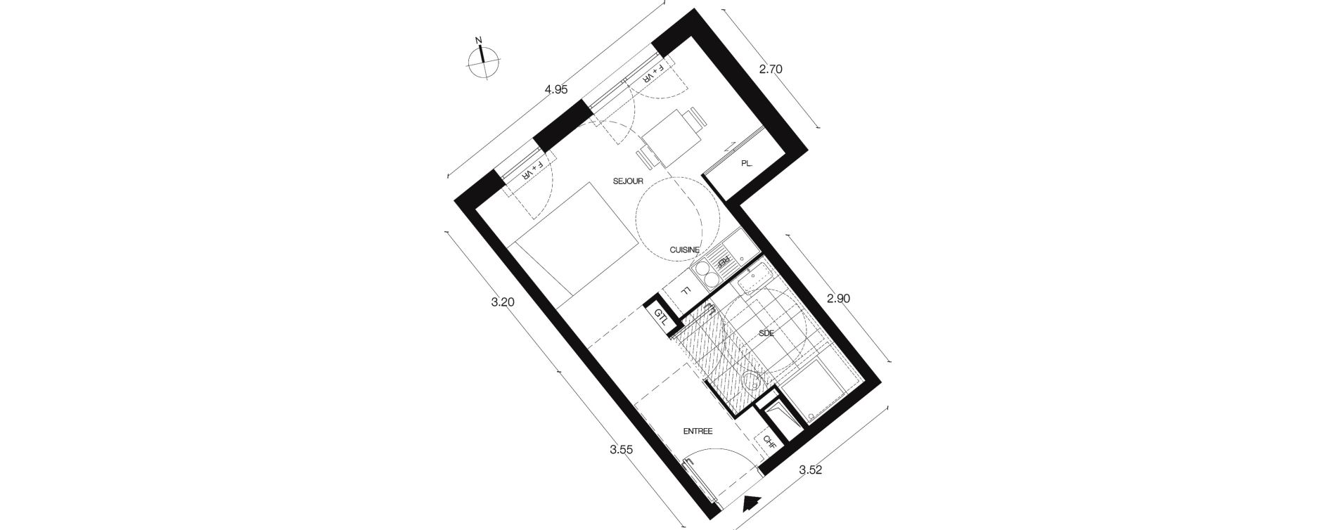 Appartement T1 de 26,20 m2 &agrave; Alfortville Centre
