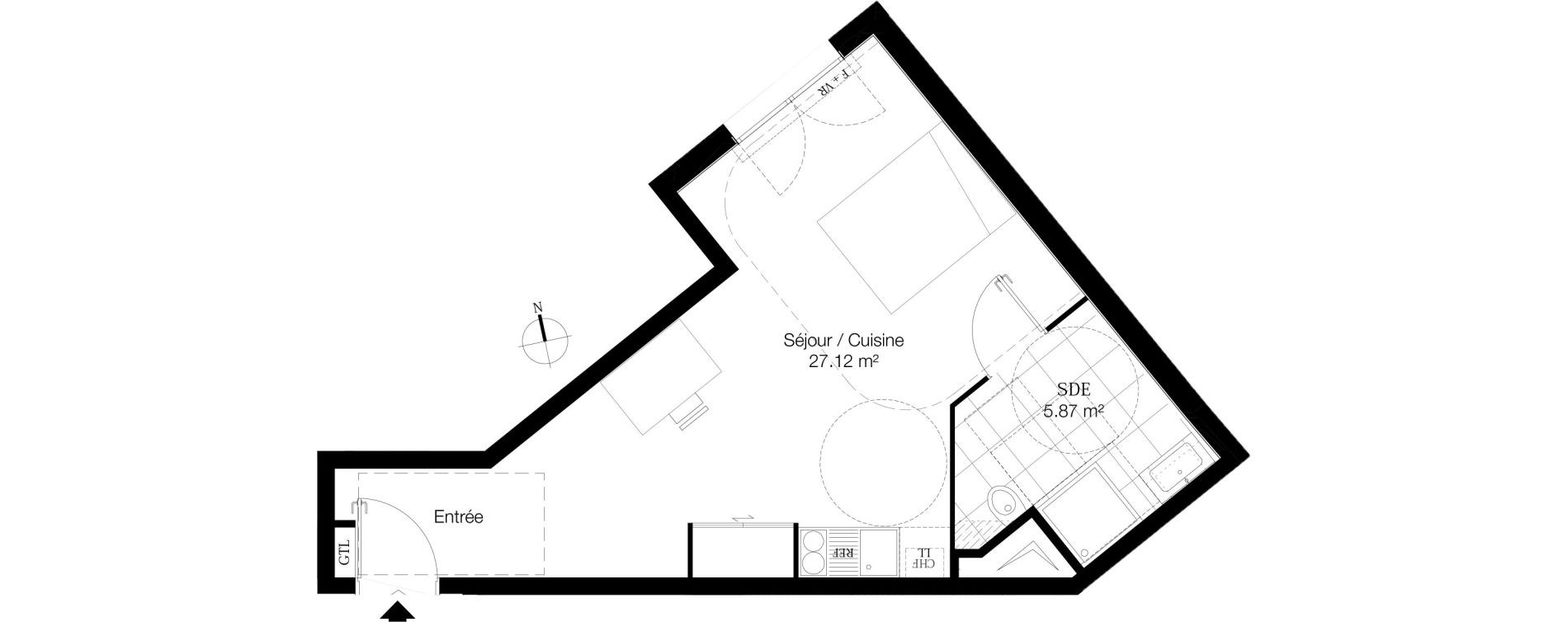 Appartement T1 de 32,99 m2 &agrave; Alfortville Centre