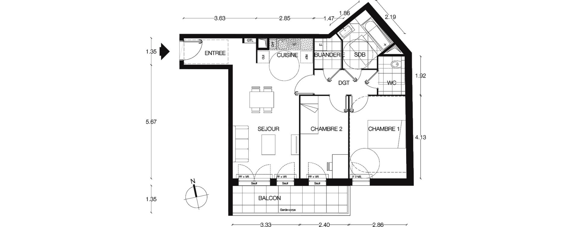 Appartement T3 de 63,20 m2 &agrave; Alfortville Centre