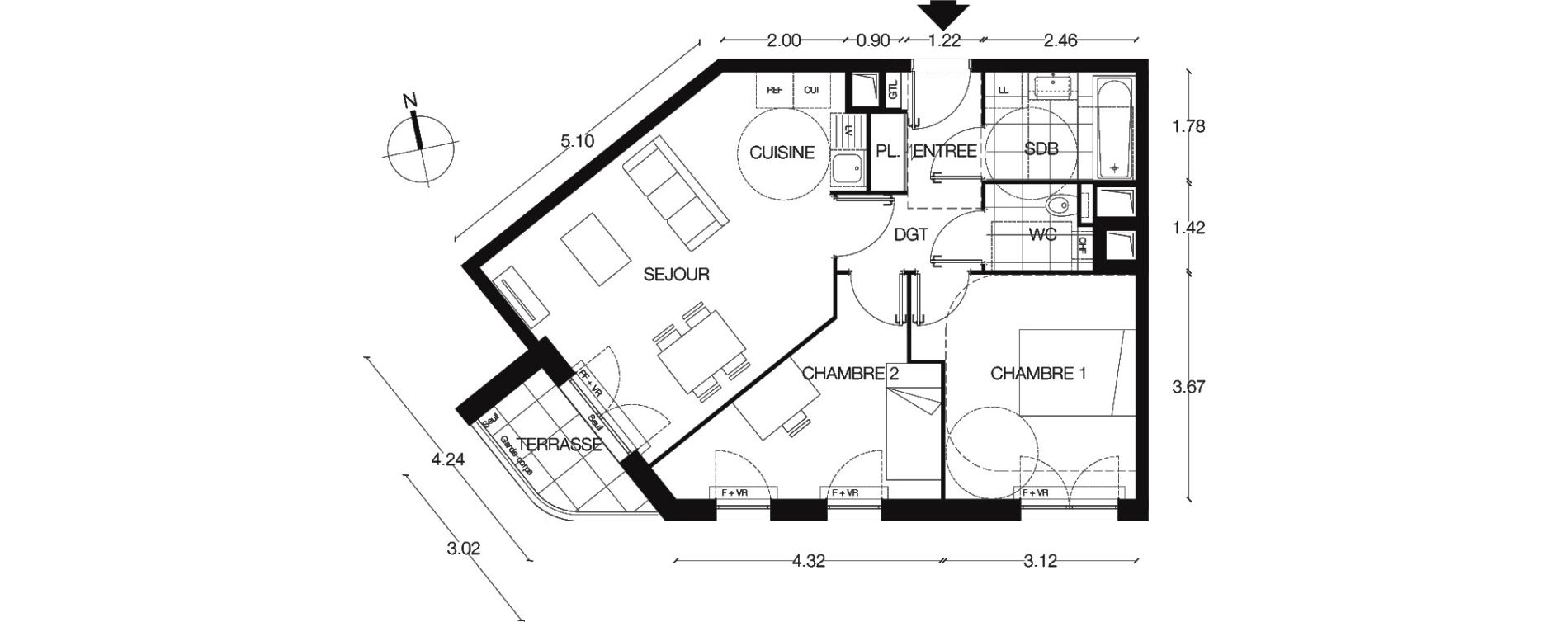 Appartement T3 de 59,00 m2 &agrave; Alfortville Centre