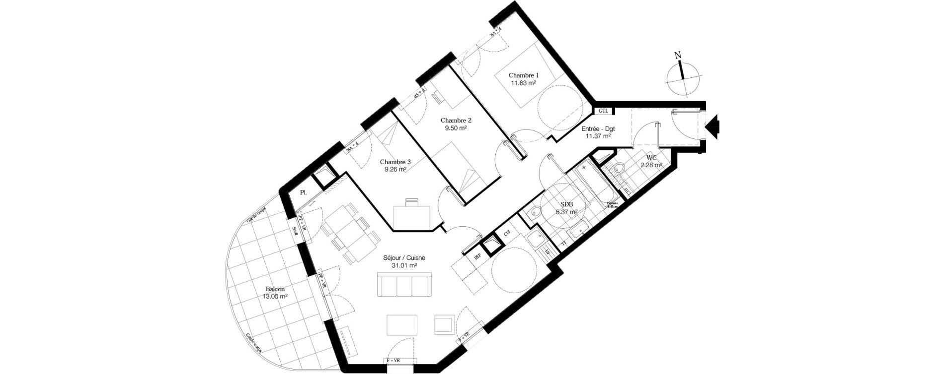 Appartement T4 de 80,42 m2 &agrave; Alfortville Centre