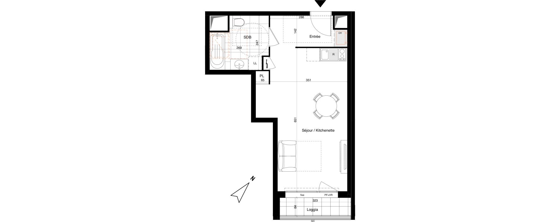 Appartement T1 de 33,45 m2 &agrave; Alfortville Chinagora - berthelot