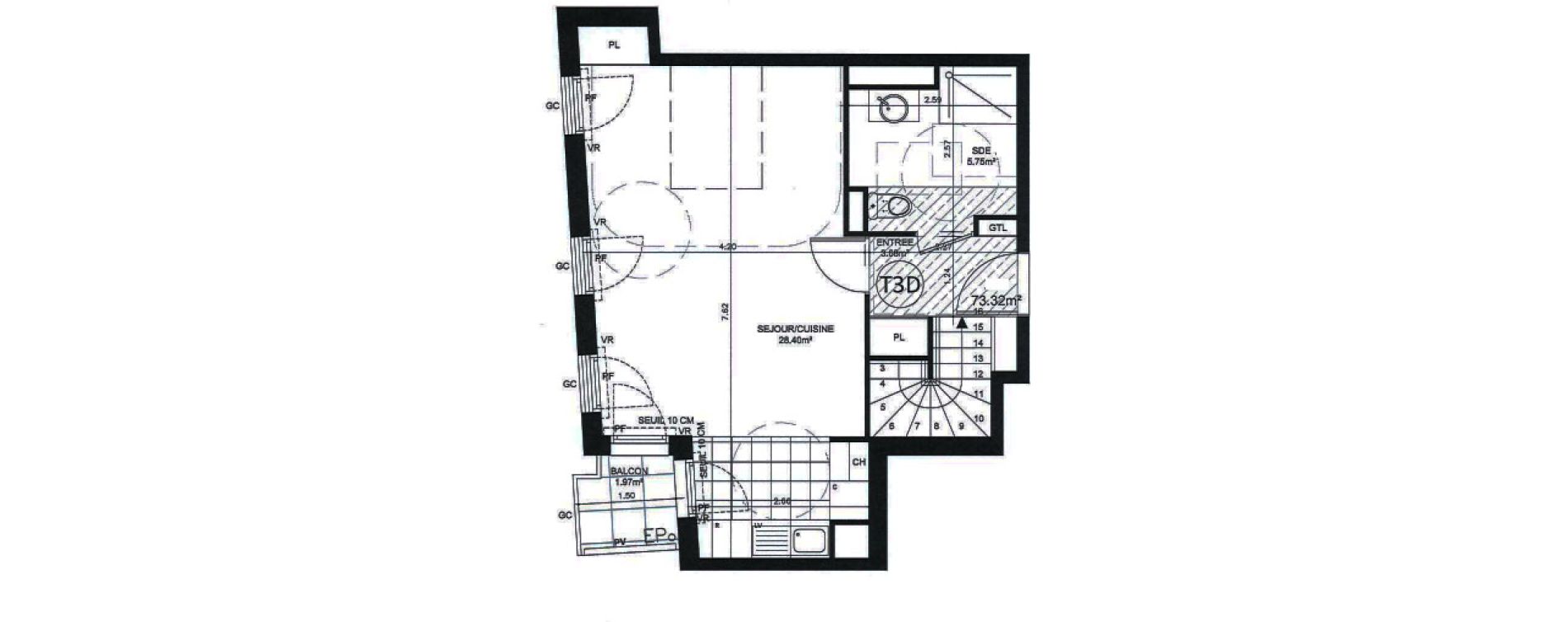 Duplex T3 de 73,32 m2 &agrave; Alfortville Centre