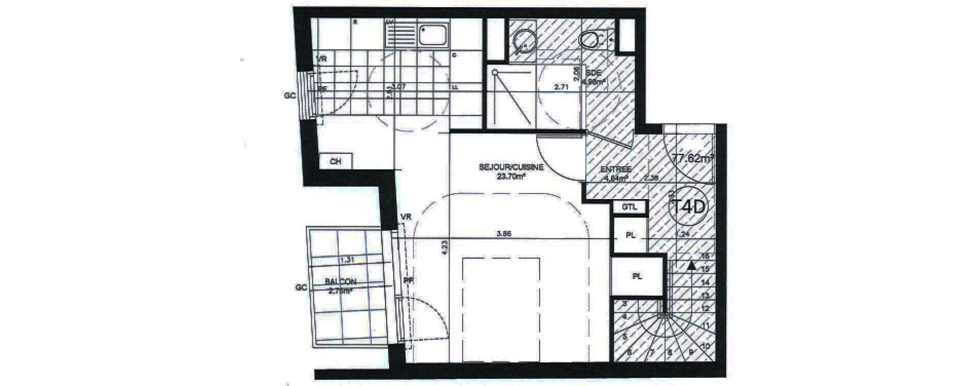 Duplex T4 de 77,62 m2 &agrave; Alfortville Centre