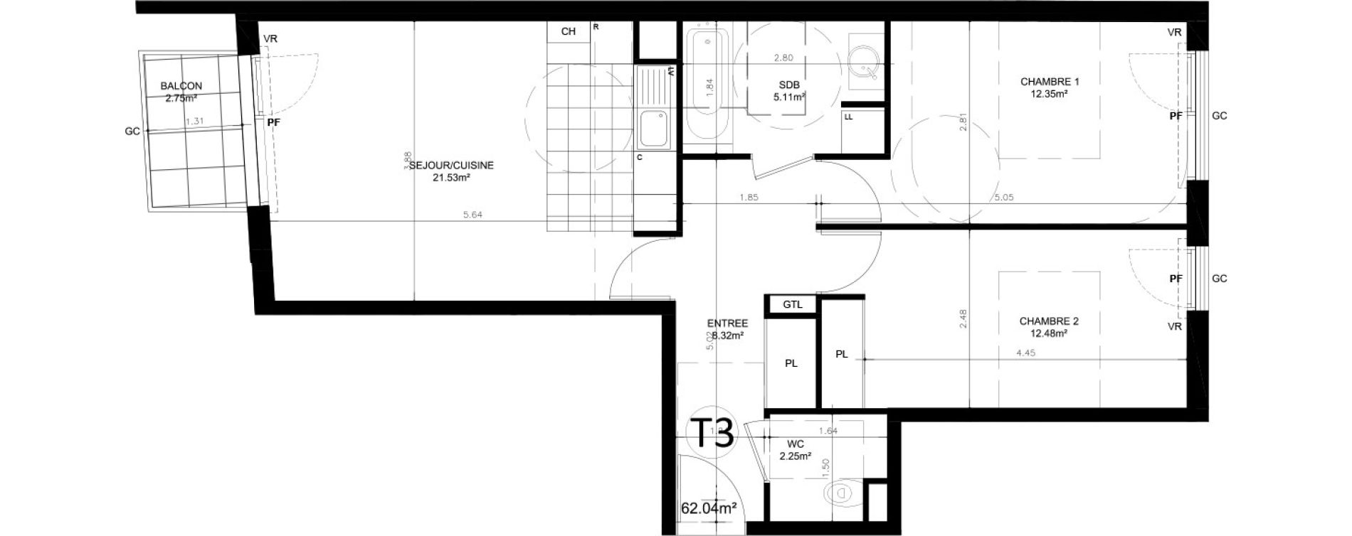 Appartement T3 de 62,04 m2 &agrave; Alfortville Centre