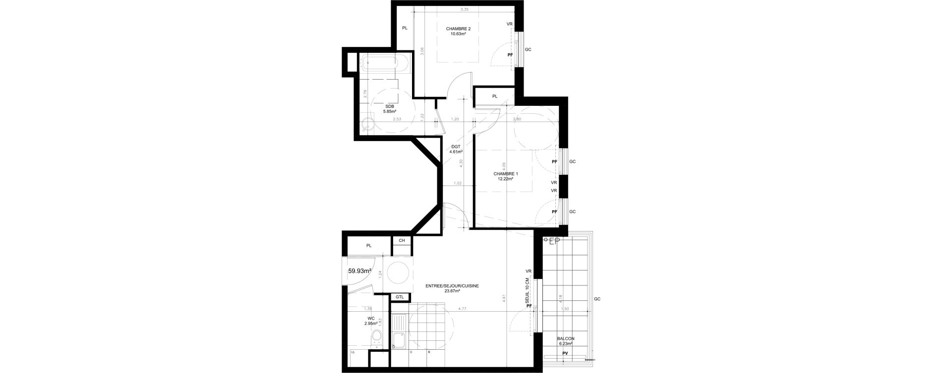 Appartement T3 de 53,93 m2 &agrave; Alfortville Centre