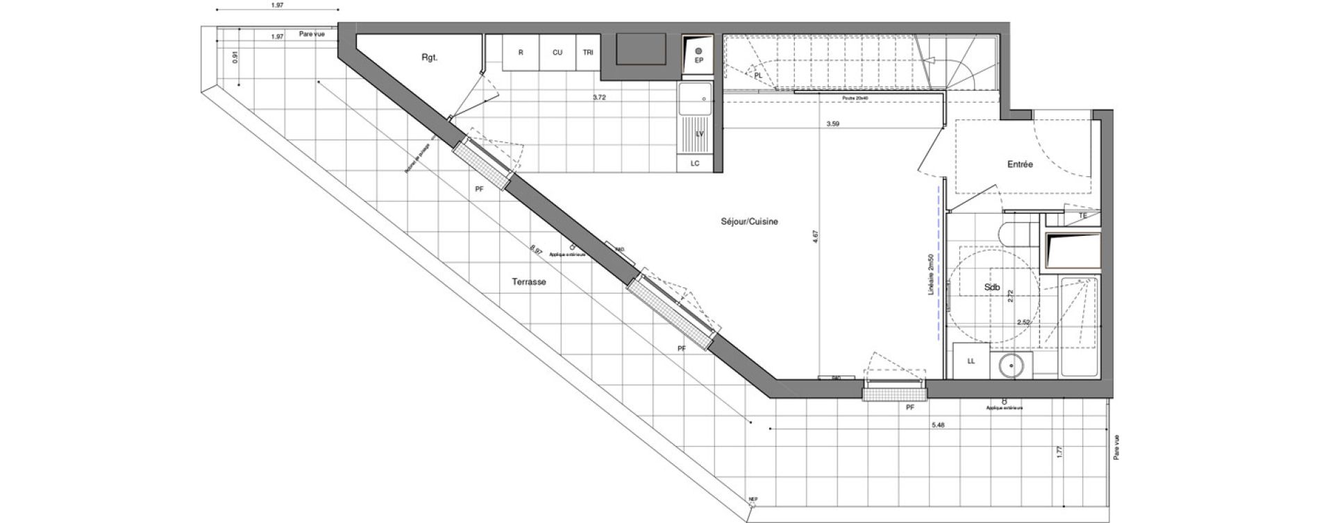 Duplex T4 de 81,33 m2 &agrave; Alfortville Grand ensemble