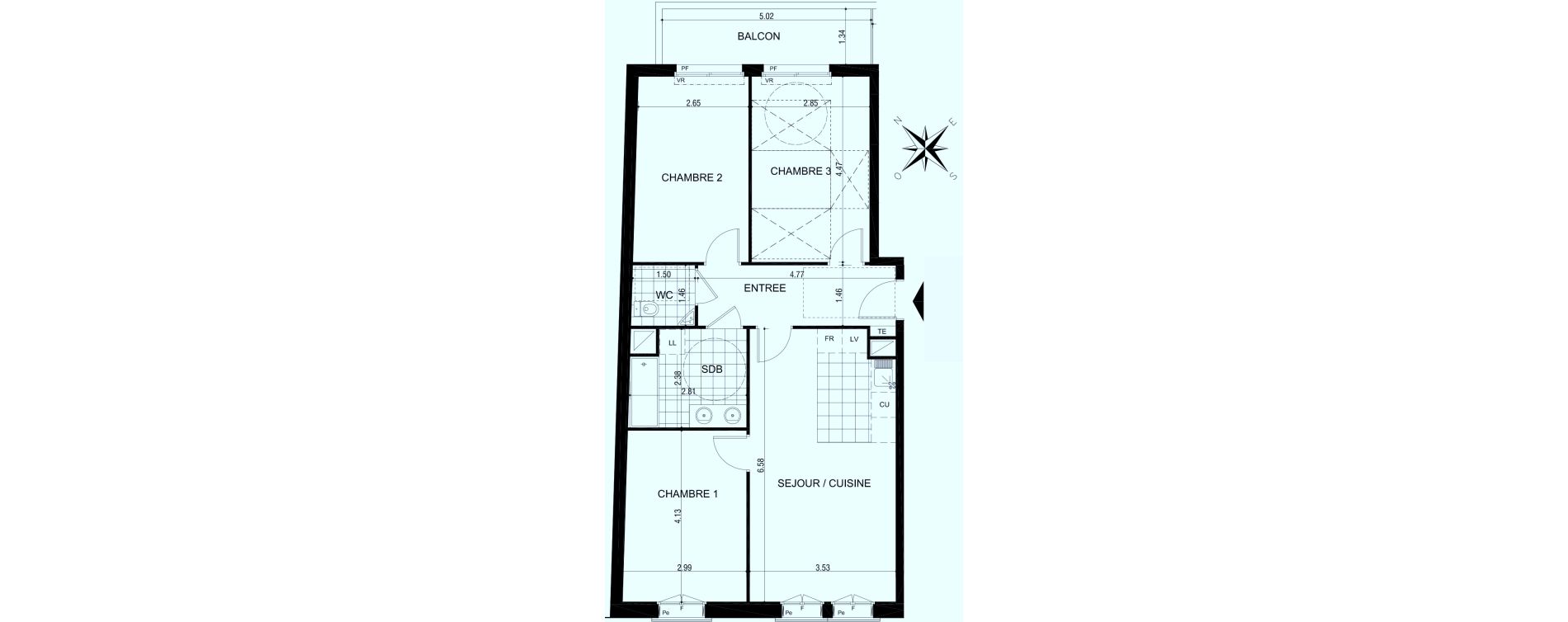 Appartement T4 de 75,09 m2 &agrave; Arcueil Centre