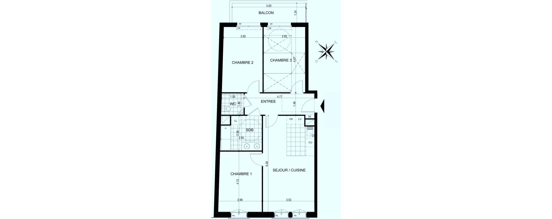 Appartement T4 de 75,09 m2 &agrave; Arcueil Centre