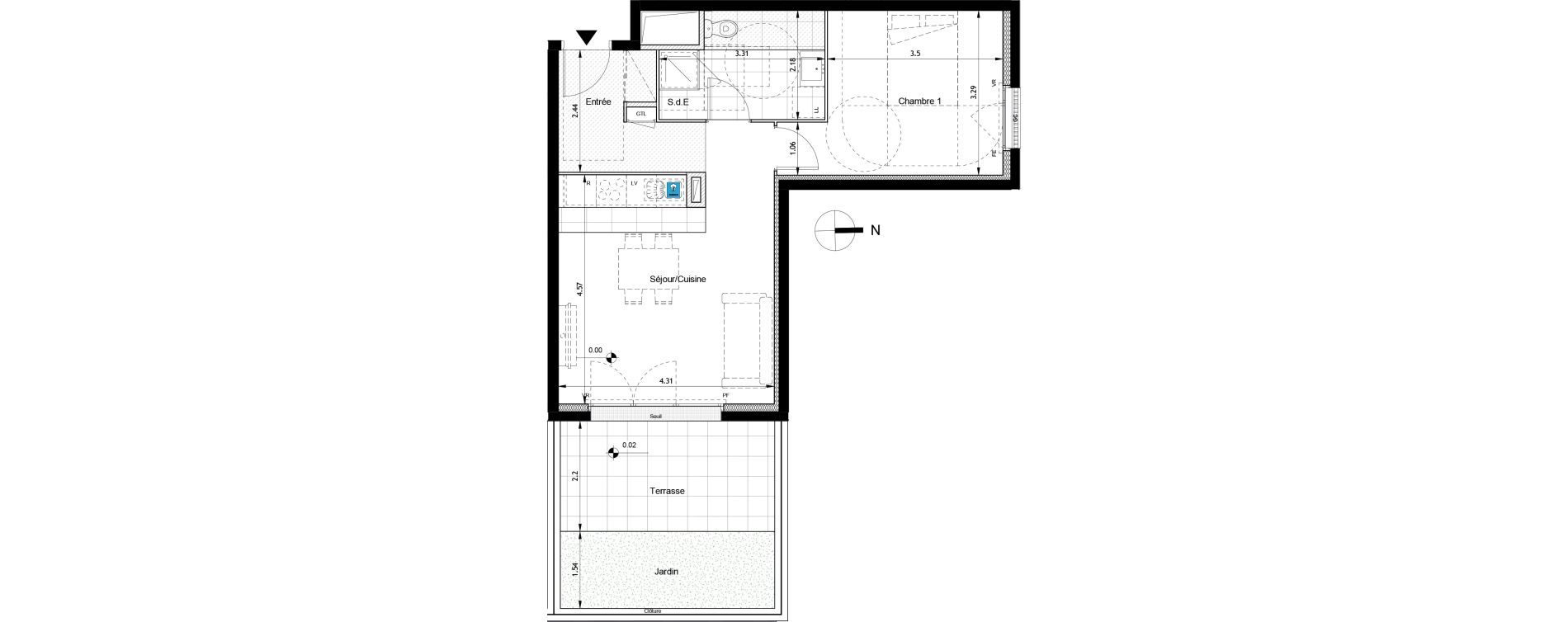 Appartement T2 de 45,45 m2 &agrave; Boissy-Saint-L&eacute;ger Savreau