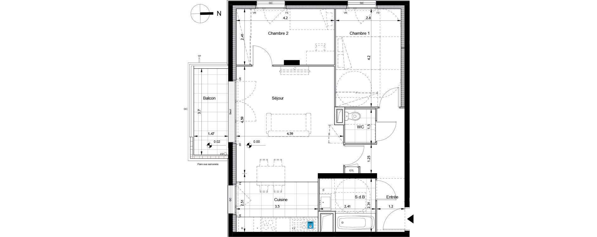 Appartement T3 de 65,47 m2 &agrave; Boissy-Saint-L&eacute;ger Savreau