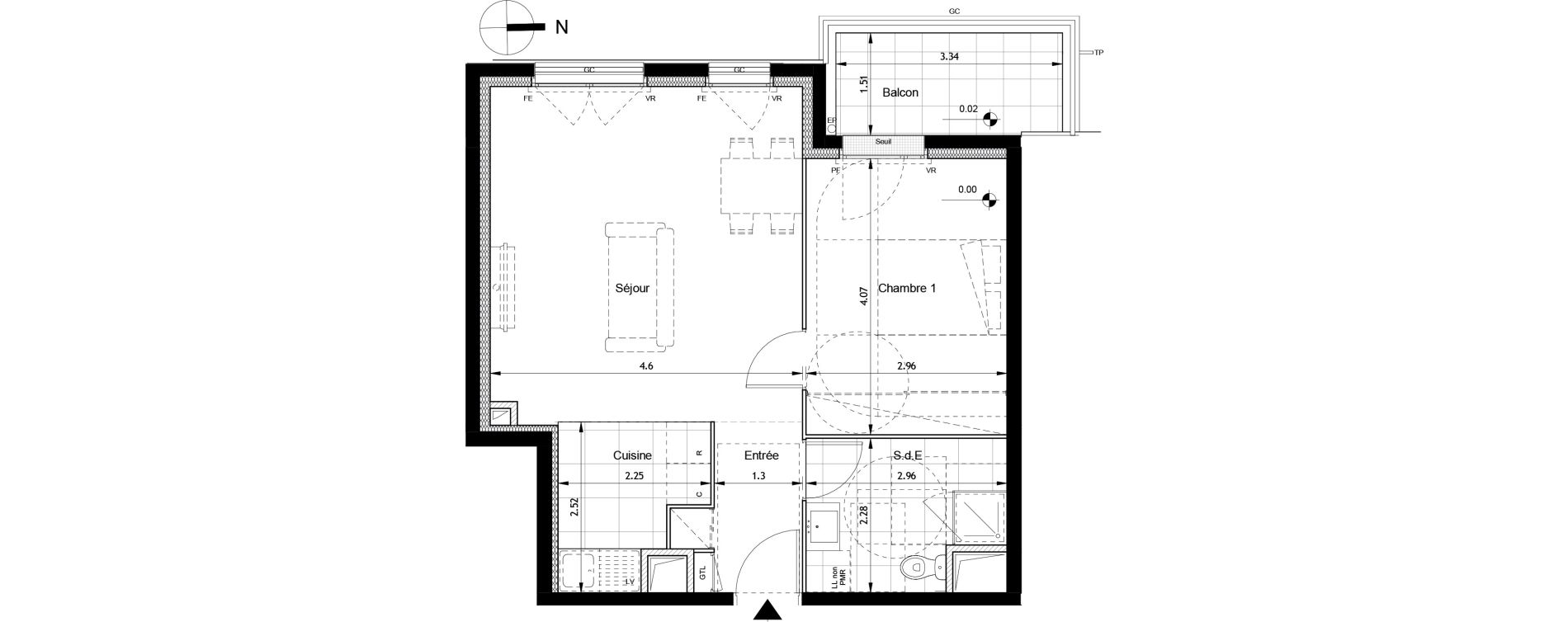 Appartement T2 de 49,05 m2 &agrave; Boissy-Saint-L&eacute;ger Savreau