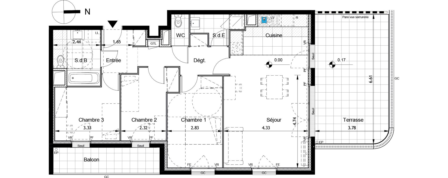 Appartement T4 de 85,48 m2 &agrave; Boissy-Saint-L&eacute;ger Savreau