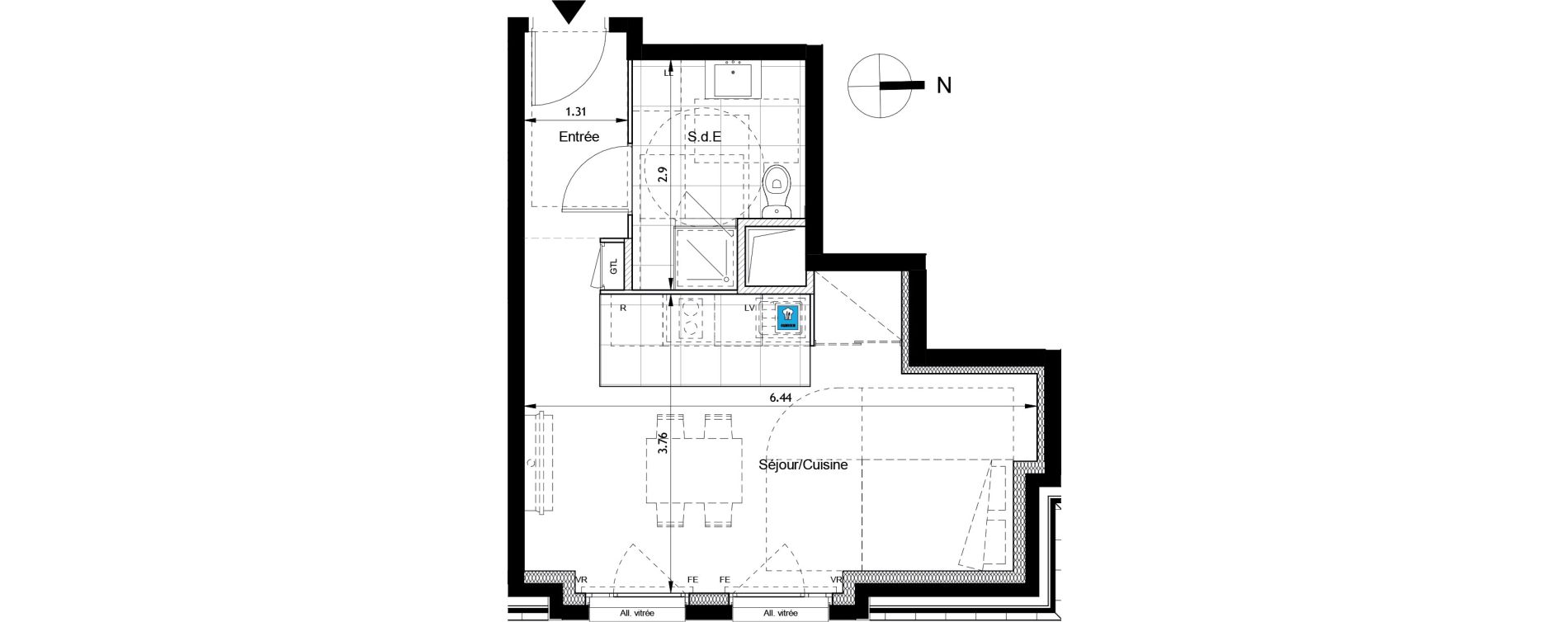 Appartement T1 de 31,17 m2 &agrave; Boissy-Saint-L&eacute;ger Savreau