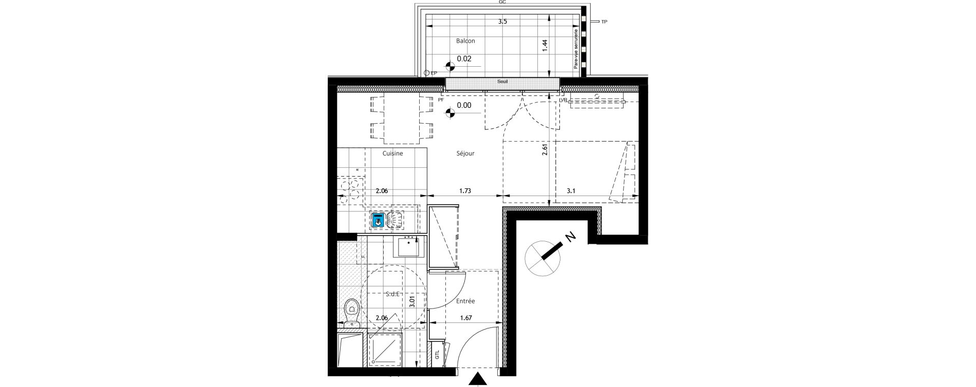 Appartement T1 de 31,17 m2 &agrave; Boissy-Saint-L&eacute;ger Savreau