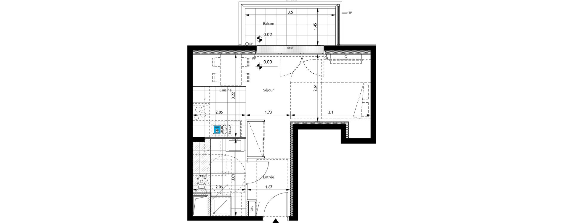 Appartement T1 de 31,16 m2 &agrave; Boissy-Saint-L&eacute;ger Savreau