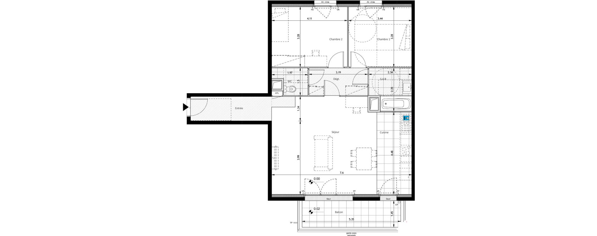 Appartement T3 de 81,28 m2 &agrave; Boissy-Saint-L&eacute;ger Savreau