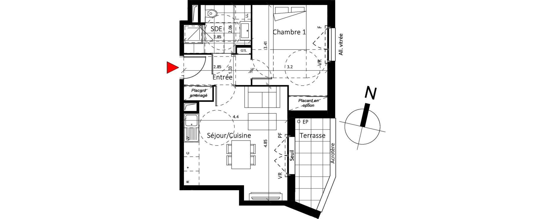 Appartement T2 de 40,70 m2 &agrave; Boissy-Saint-L&eacute;ger La charmeraie