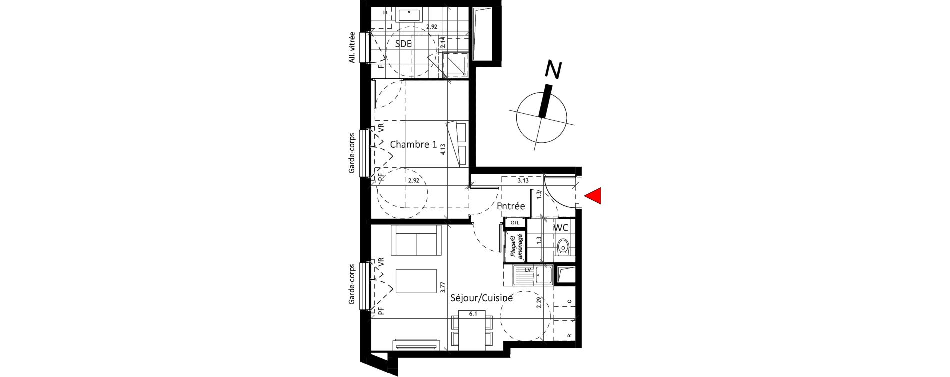 Appartement T2 de 44,40 m2 &agrave; Boissy-Saint-L&eacute;ger La charmeraie