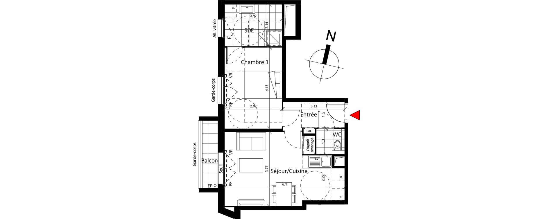 Appartement T2 de 44,40 m2 &agrave; Boissy-Saint-L&eacute;ger La charmeraie