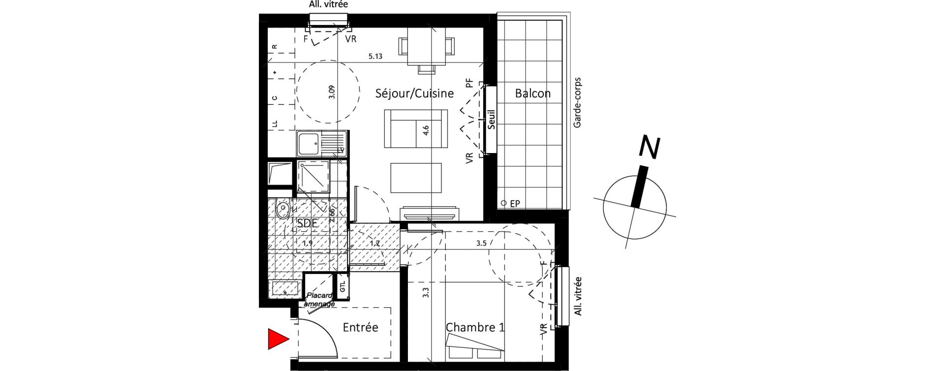 Appartement T2 de 43,50 m2 &agrave; Boissy-Saint-L&eacute;ger La charmeraie