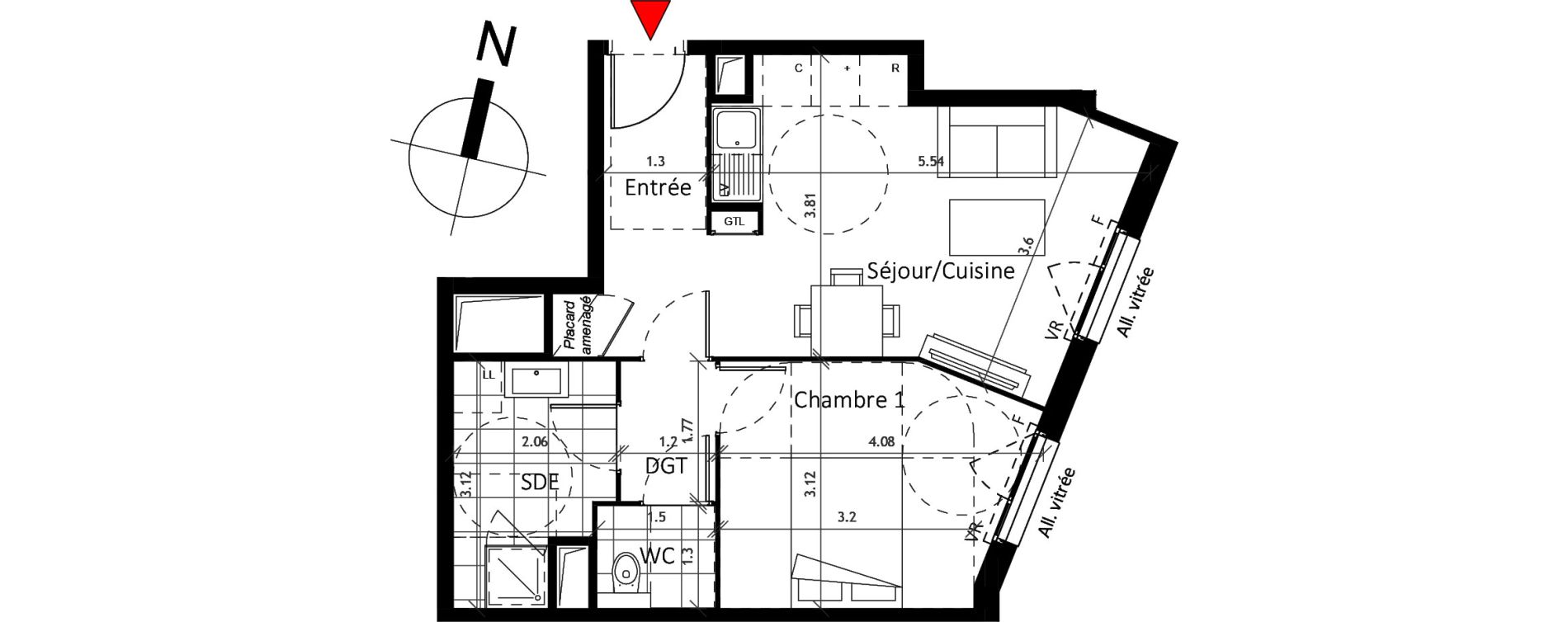 Appartement T2 de 43,60 m2 &agrave; Boissy-Saint-L&eacute;ger La charmeraie