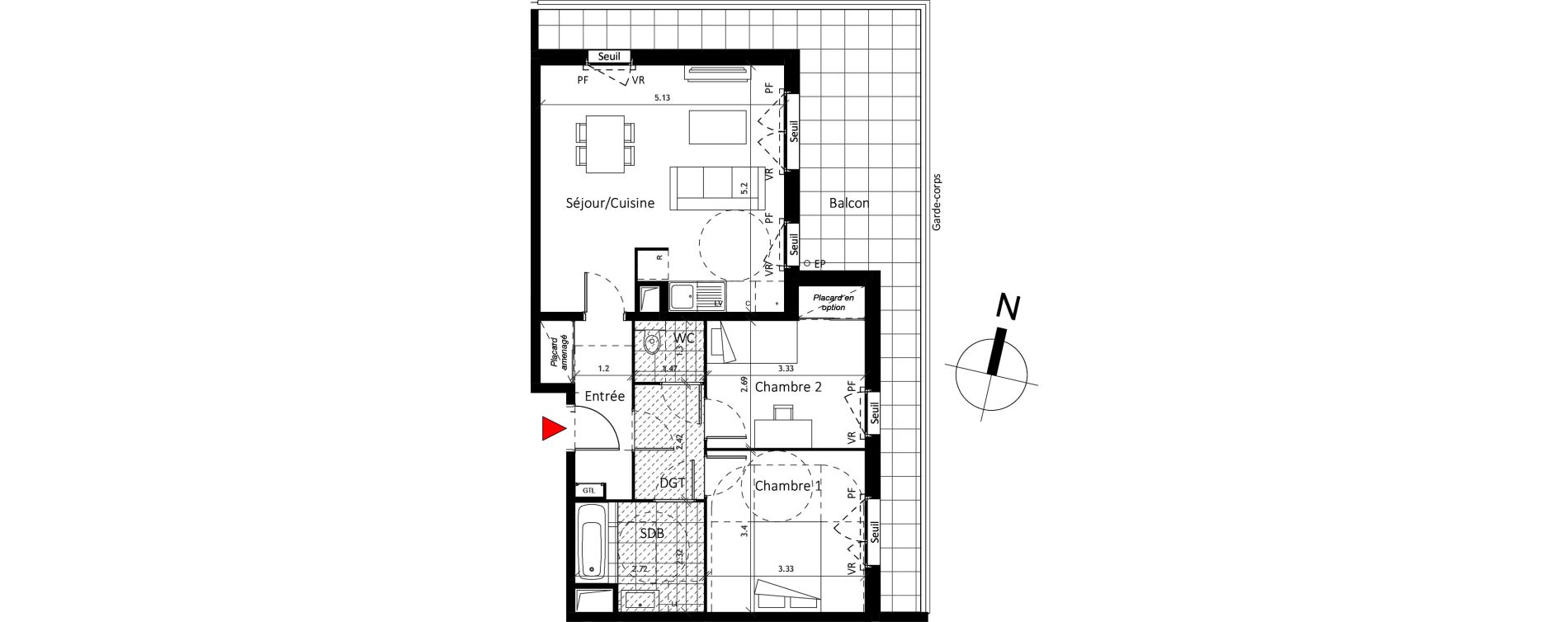 Appartement T3 de 64,00 m2 &agrave; Boissy-Saint-L&eacute;ger La charmeraie