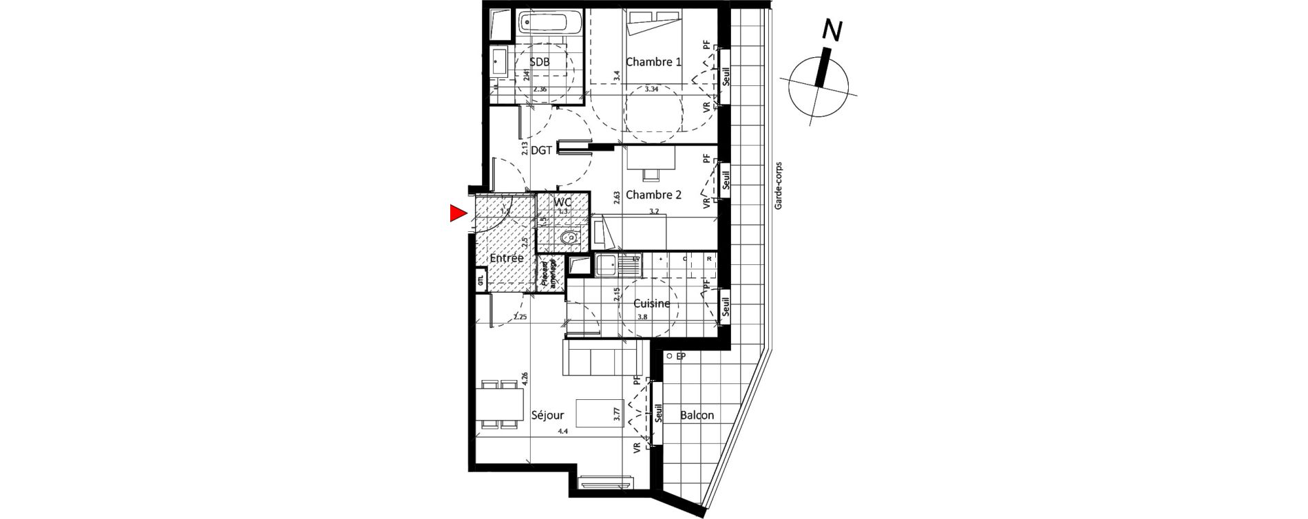 Appartement T3 de 61,40 m2 &agrave; Boissy-Saint-L&eacute;ger La charmeraie