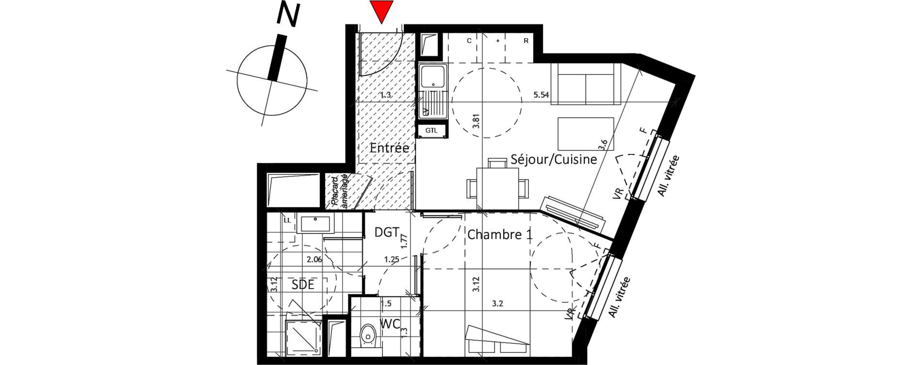 Appartement T2 de 43,60 m2 &agrave; Boissy-Saint-L&eacute;ger La charmeraie