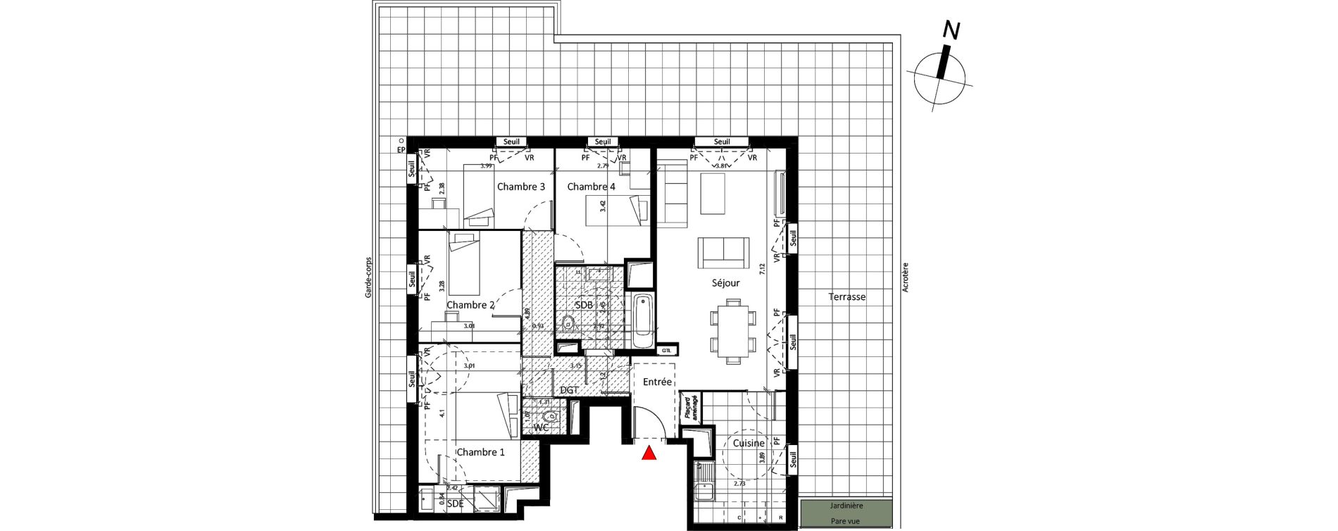 Appartement T5 de 98,60 m2 &agrave; Boissy-Saint-L&eacute;ger La charmeraie
