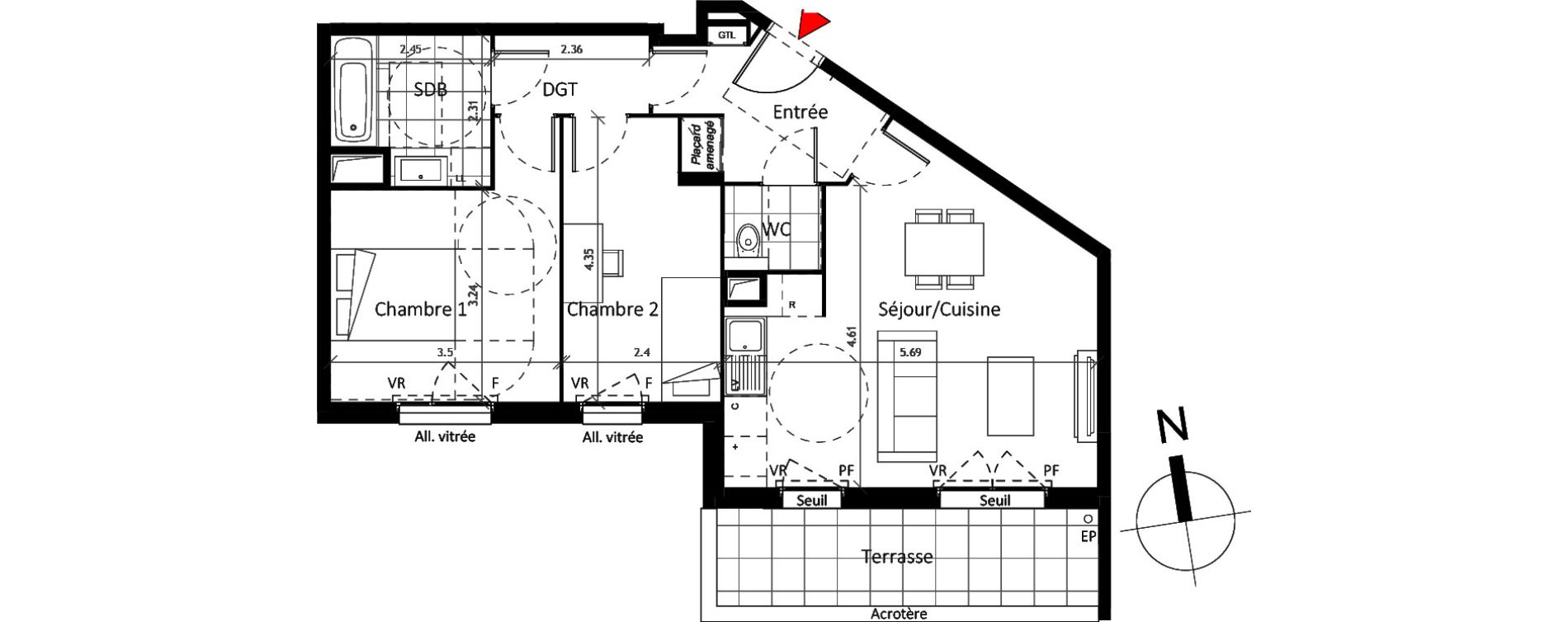 Appartement T3 de 62,10 m2 &agrave; Boissy-Saint-L&eacute;ger La charmeraie