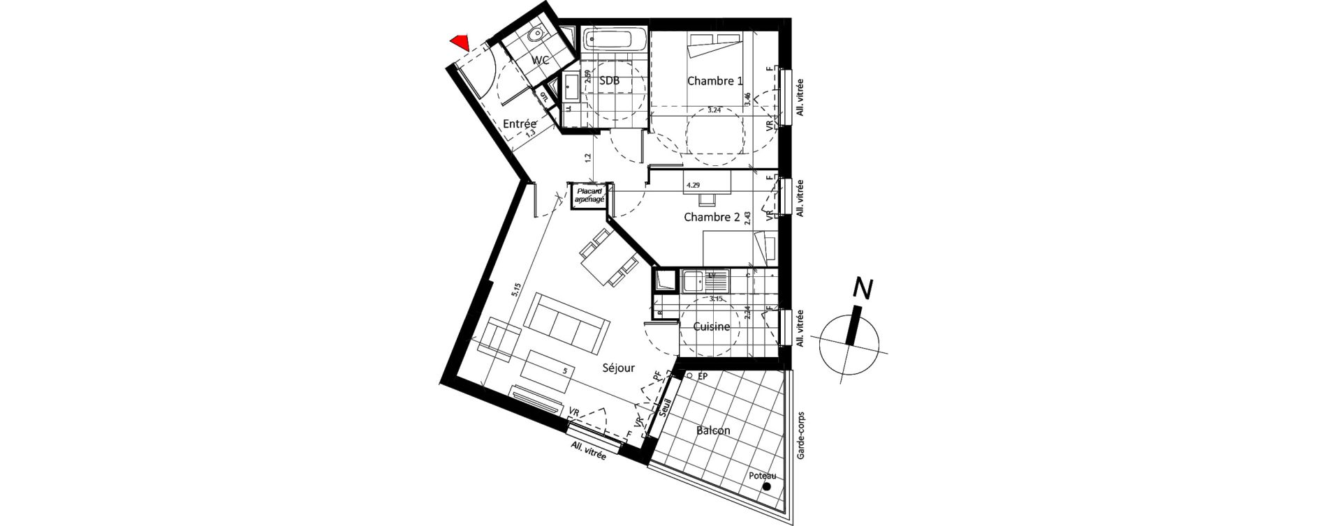 Appartement T3 de 64,30 m2 &agrave; Boissy-Saint-L&eacute;ger La charmeraie