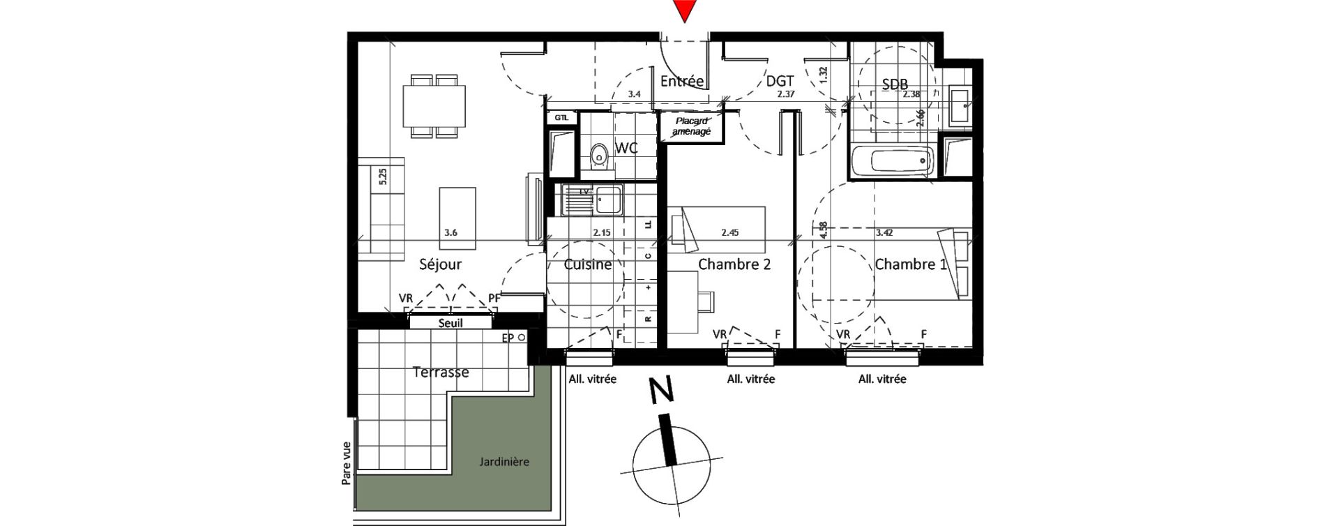 Appartement T3 de 64,20 m2 &agrave; Boissy-Saint-L&eacute;ger La charmeraie