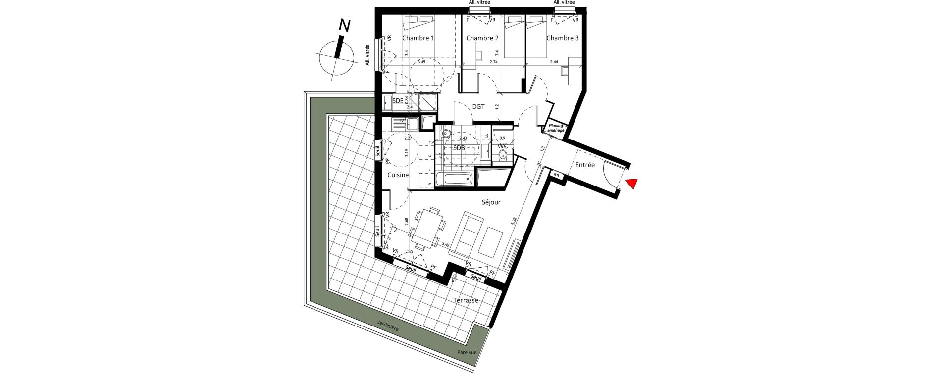 Appartement T4 de 83,60 m2 &agrave; Boissy-Saint-L&eacute;ger La charmeraie