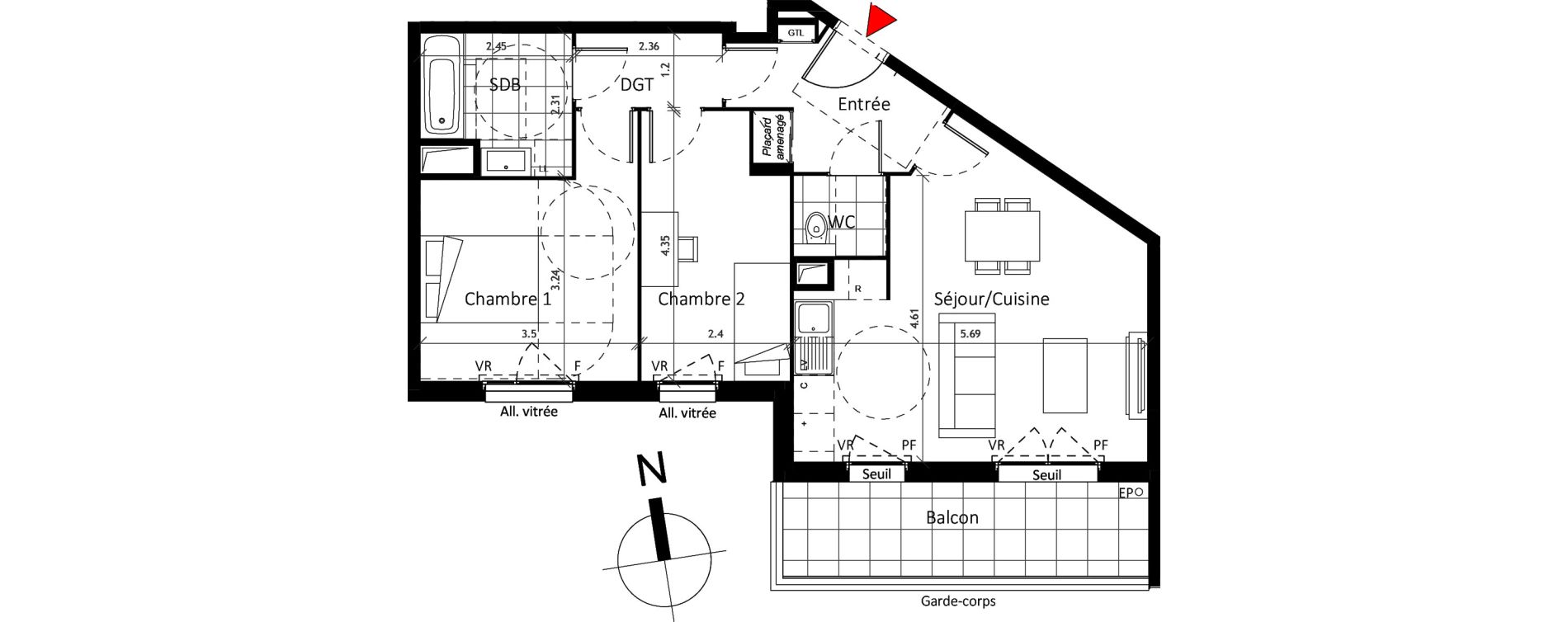Appartement T3 de 62,10 m2 &agrave; Boissy-Saint-L&eacute;ger La charmeraie