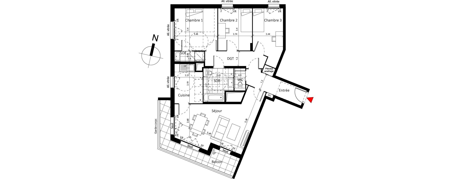 Appartement T4 de 83,80 m2 &agrave; Boissy-Saint-L&eacute;ger La charmeraie