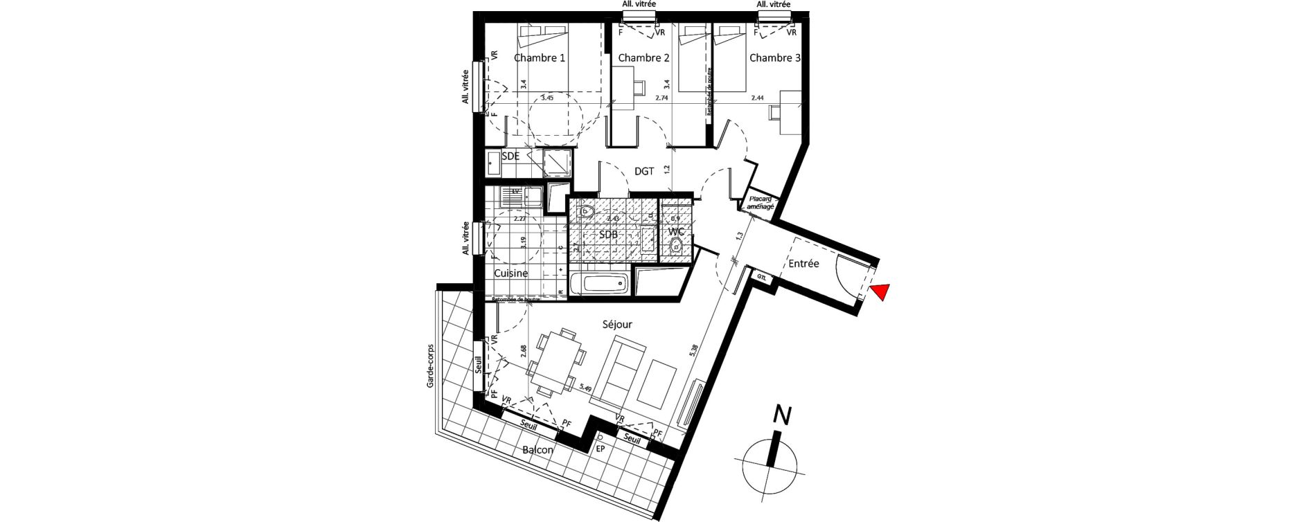 Appartement T4 de 83,40 m2 &agrave; Boissy-Saint-L&eacute;ger La charmeraie