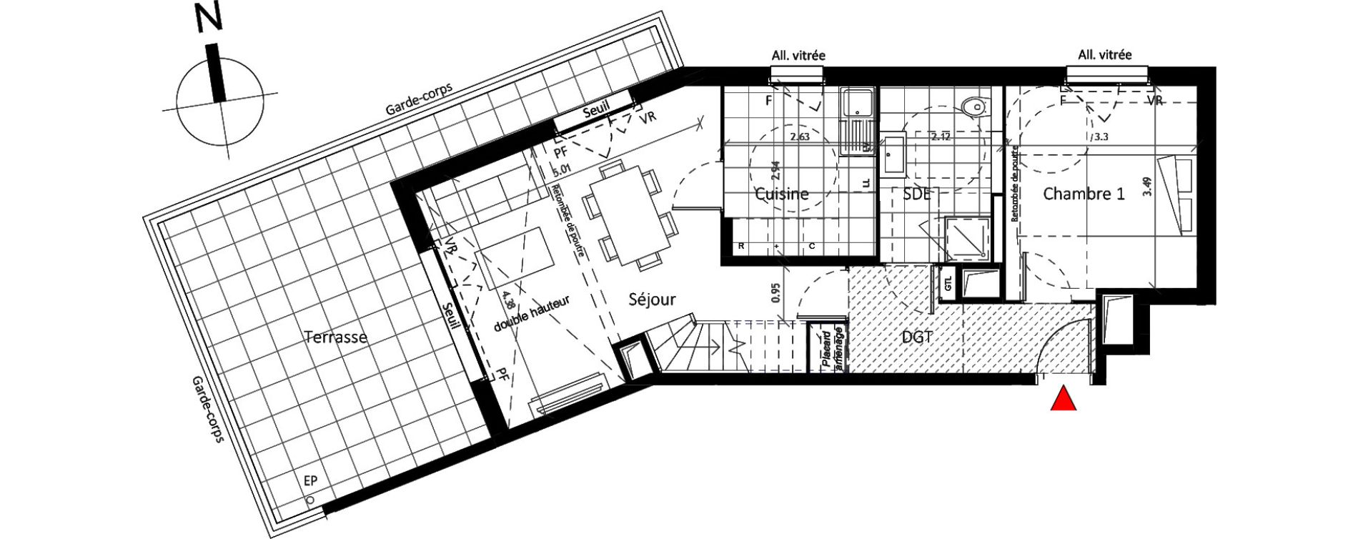 Duplex T5 de 98,70 m2 &agrave; Boissy-Saint-L&eacute;ger La charmeraie