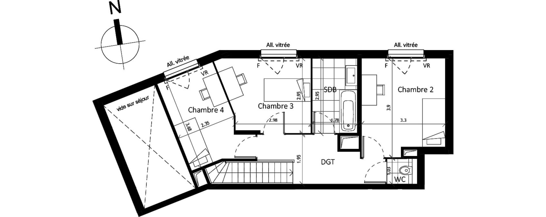 Duplex T5 de 98,70 m2 &agrave; Boissy-Saint-L&eacute;ger La charmeraie